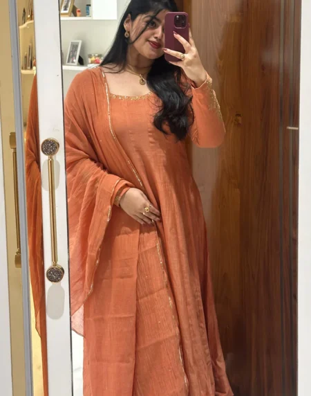 Ziya - Burnt Orange Anarkali Set